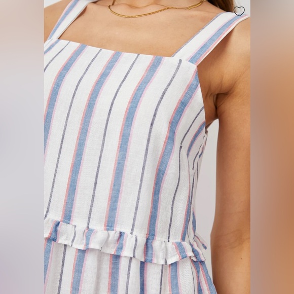 Rails Sandy Linen Tahiti Striped Ruffled Sundress- Small - Picture 2 of 7